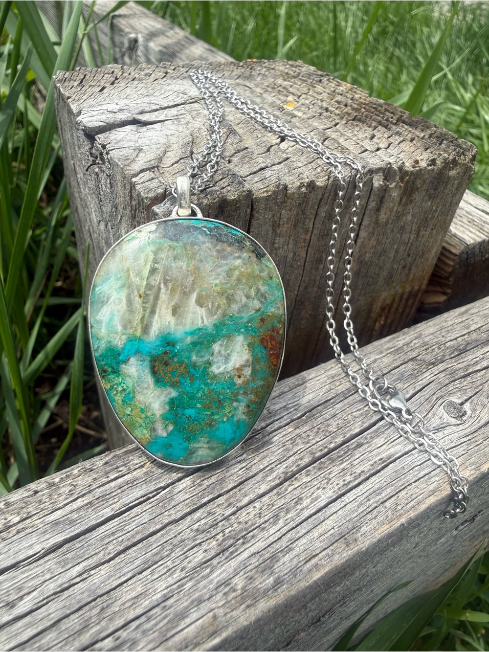 Quantum Quatro Chrysocolla Large Pendant Necklace